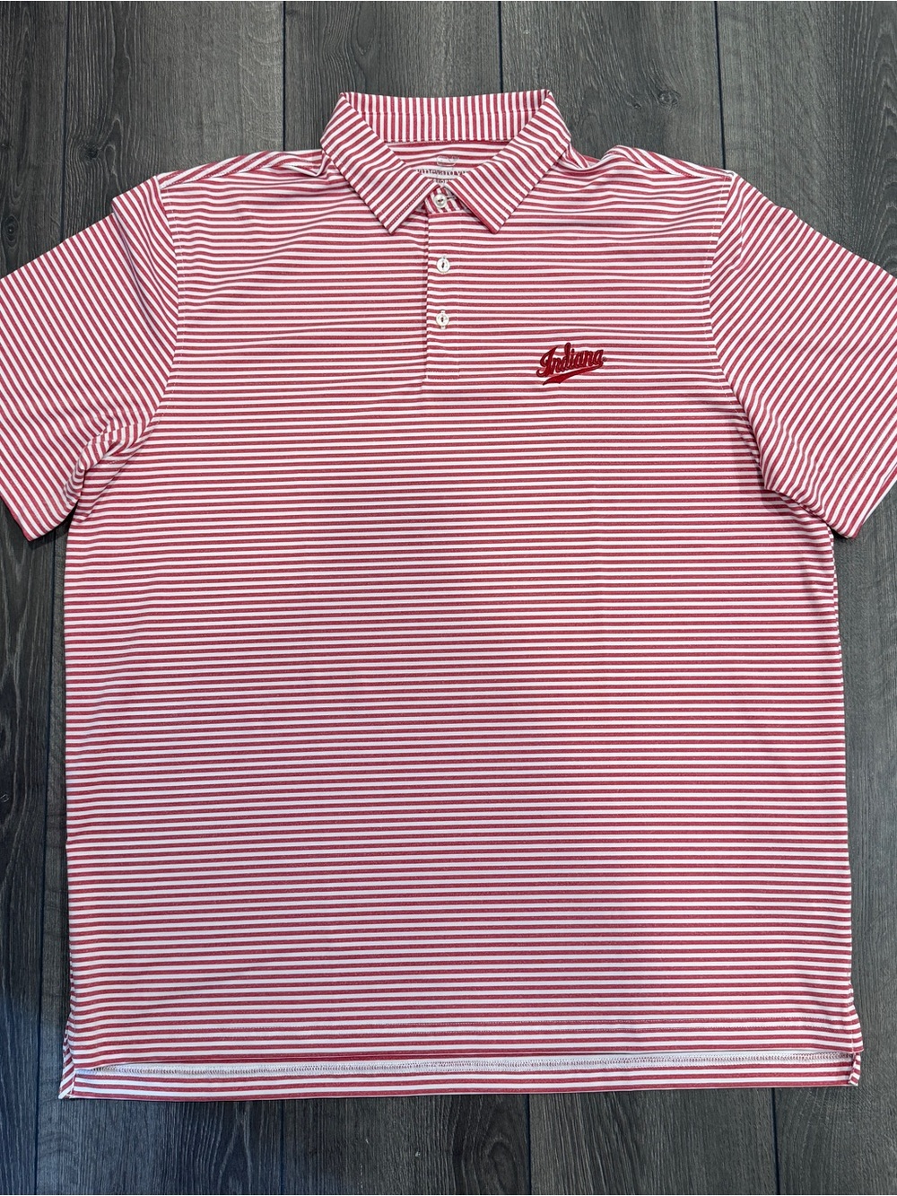Vineyard Vines Indiana University white & red striped polo shirt xl NEVER WORN